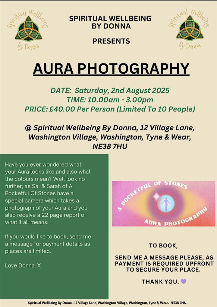 Aura Photography With Sal And Sarah of A Pocketful Of Stones, 2 August | Event in Washington | AllEvents