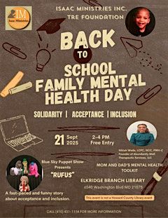 Back to School Family Mental Health - Solidarity, Acceptance, and Inclusion, 21 September | Event in Elkridge