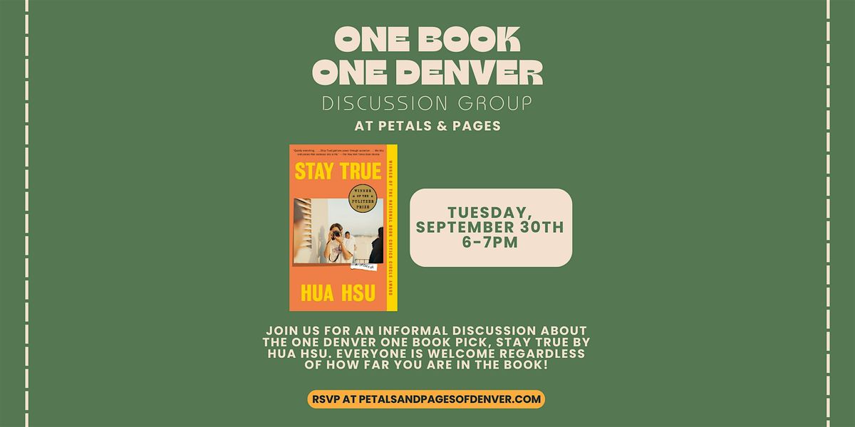 One Book One Denver September Discussion Group at Petals & Pages, 30 September | Event in Denver | AllEvents