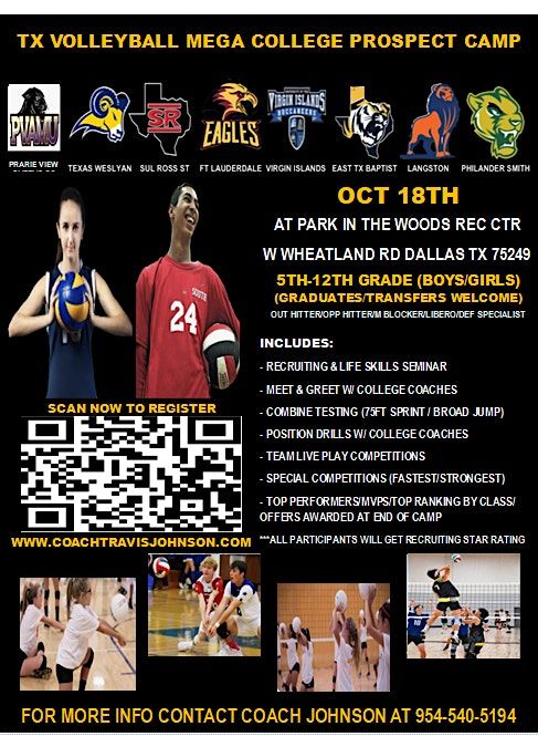 TX VOLLEYBALL BOYS / GIRLS MEGA COLLEGE PROSPECT CAMP OCT 18TH