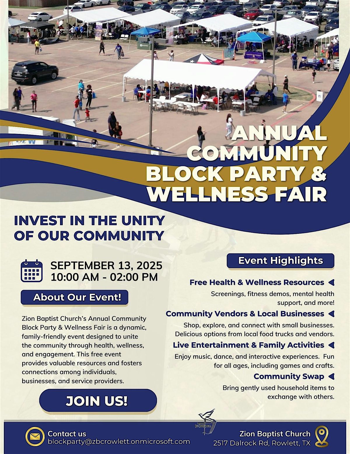 Annual Community Block Party & Wellness Fair, 13 September | Event in Rowlett | AllEvents