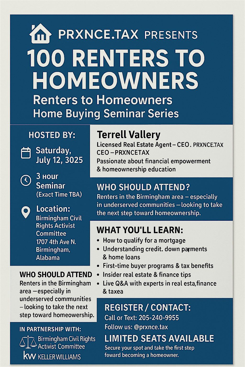 PRXNCE.TAX 100 renter to Homeowners  Home buyer Seminar, 12 July | Event in Birmingham | AllEvents