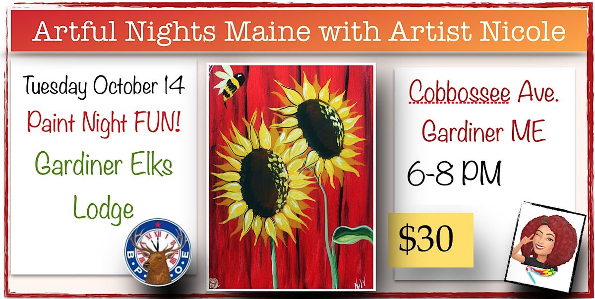 Paint Night FUN at the Gardiner Elks Lodge!, 14 October | Event in Gardiner | AllEvents