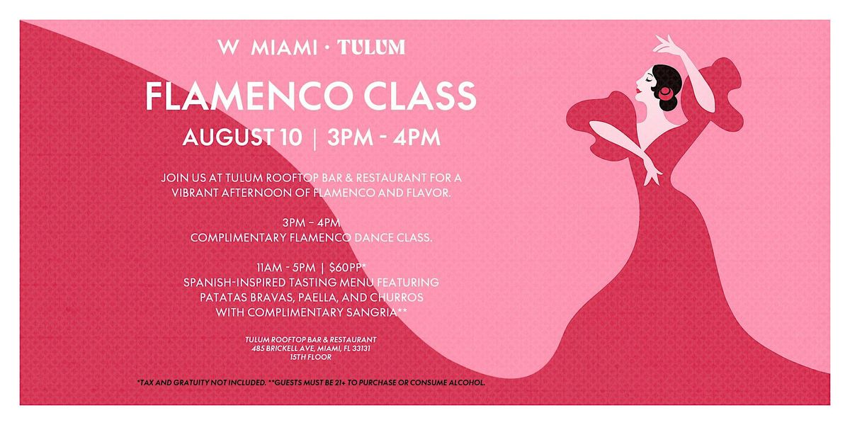Complimentary Flamenco Class at TULUM Rooftop Bar & Restaurant, 10 August | Event in Miami | AllEvents
