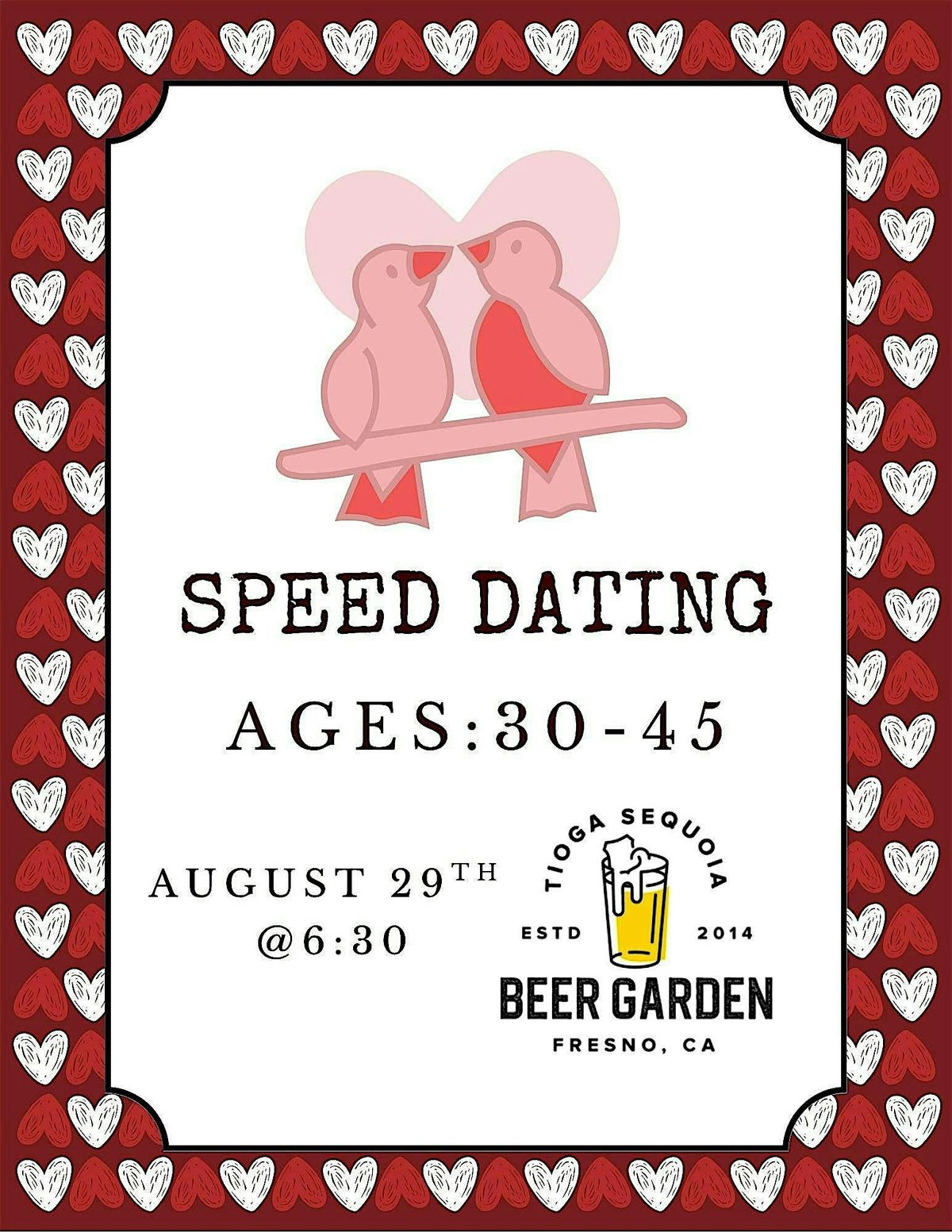 Traditional Speed Dating Event-AGES (30-45), 29 August | Event in Fresno | AllEvents