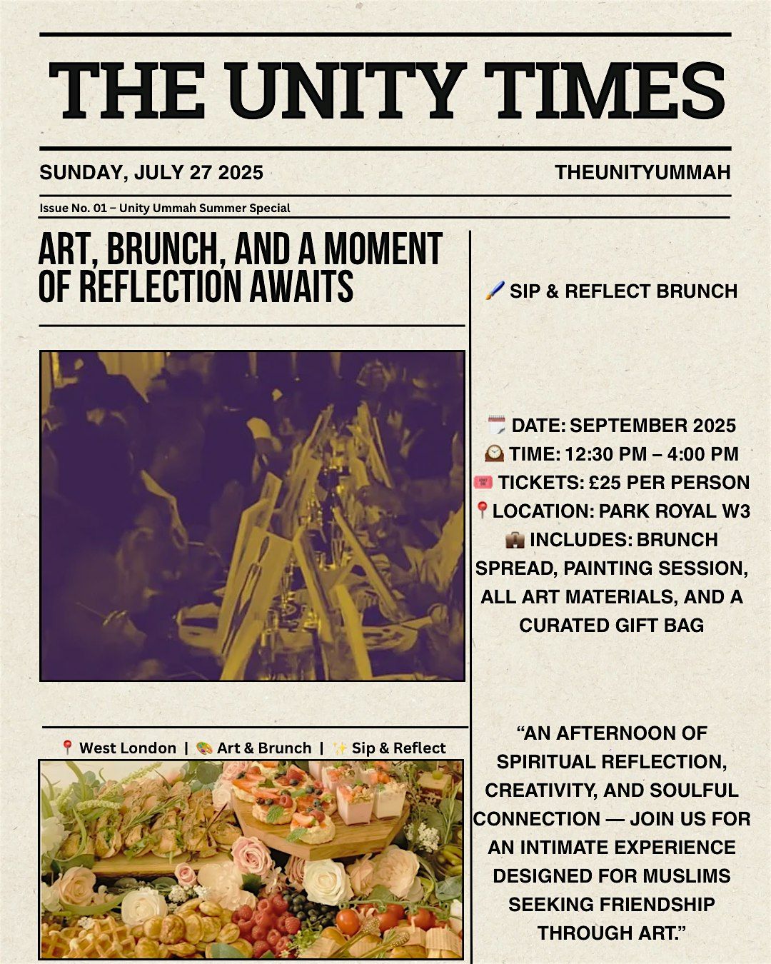 Unity Ummah presents: Sip & Reflect Brunch, 27 September | Event in London | AllEvents