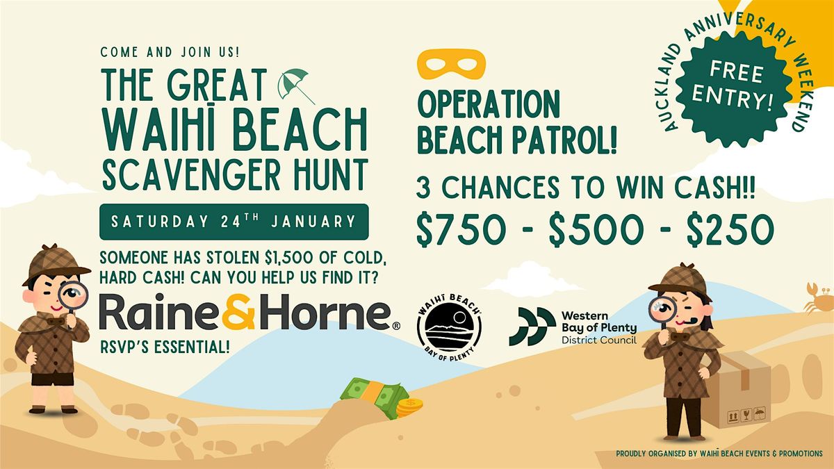 The Great Waihī Beach Scavenger Hunt | Operation Beach Patrol, 24 January | Event in Waihi Beach | AllEvents
