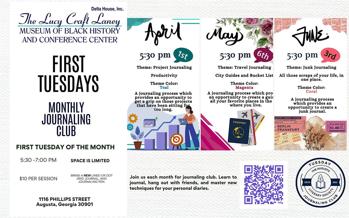June 3rd  -  First Tuesdays Journaling Club at Lucy Laney Museum, 3 June | Event in Augusta | AllEvents