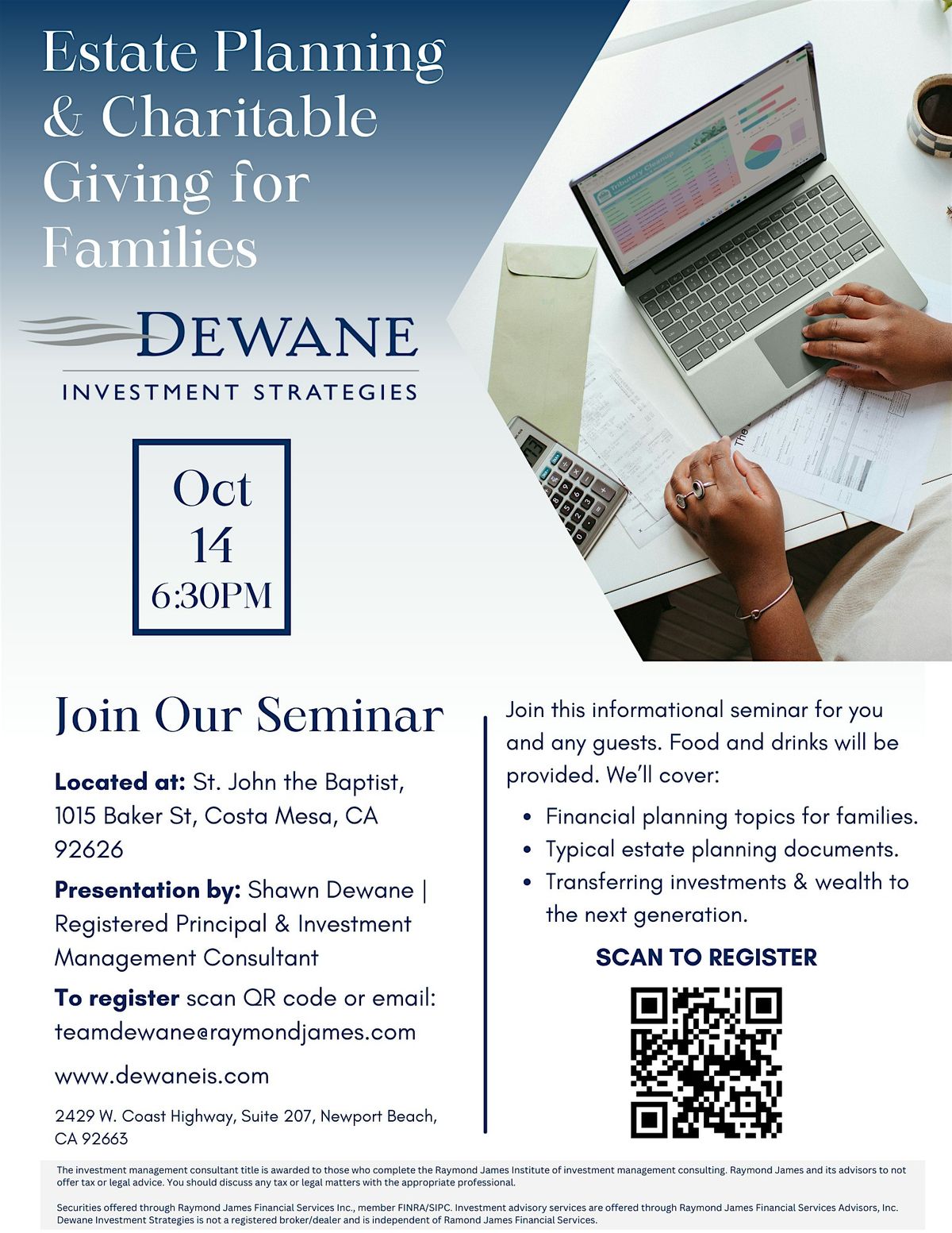 Estate Planning & Charitable Giving for Families, 14 October | Event in Costa Mesa | AllEvents