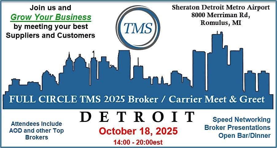 Broker/Carrier Networking "Meet & Greet" October 18, 2025, 18 October | Event in Romulus | AllEvents