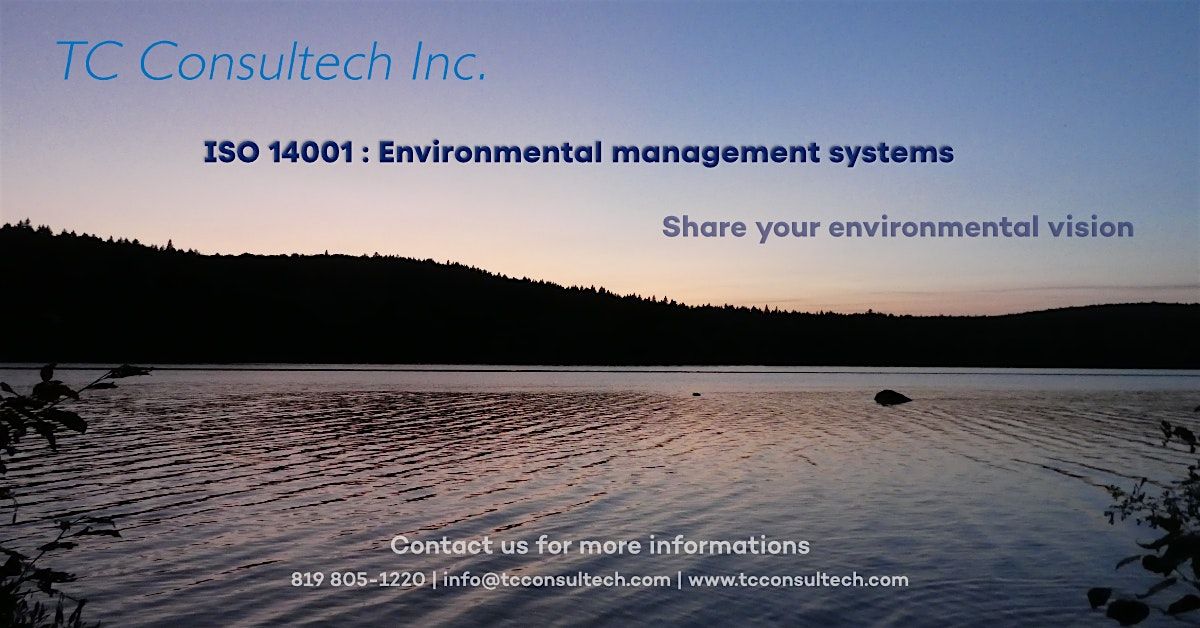 TC Consultech Inc ISO 14001:2015 training  A smooth ride for implementation, 10 November | Event in Shawinigan