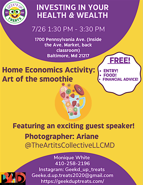 Art of the Smoothie: The Smoothie Savings Plan, 26 July | Event in Baltimore | AllEvents