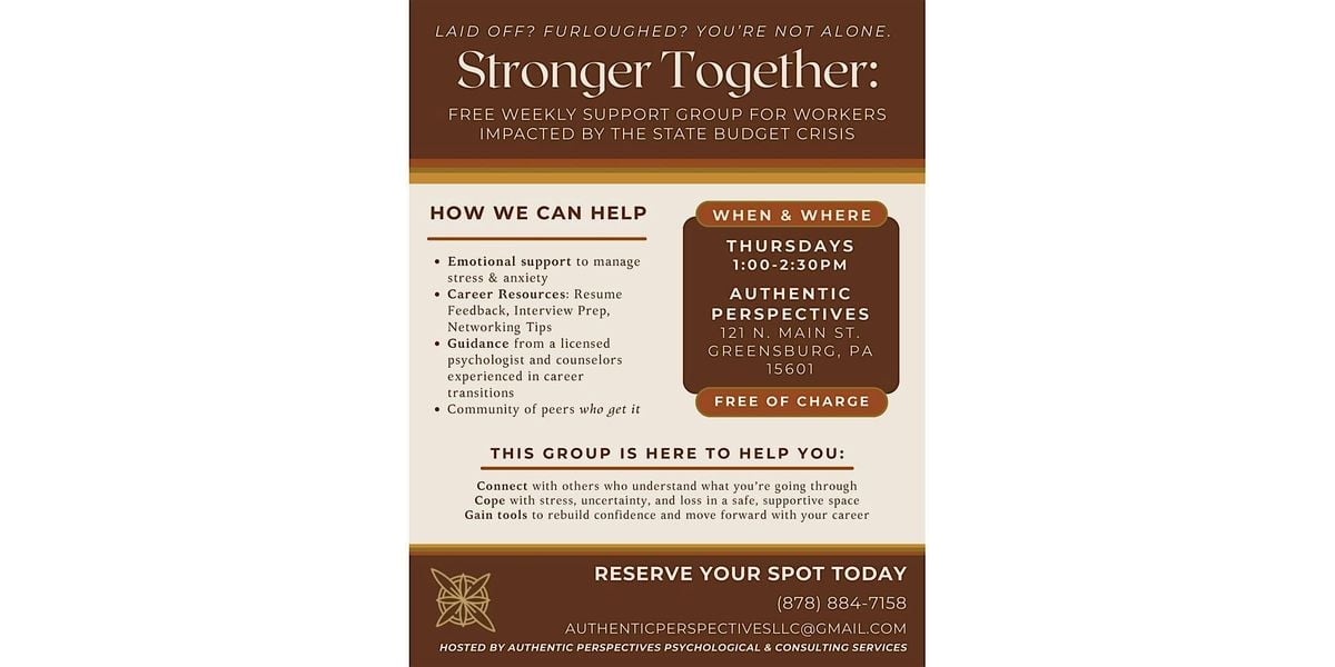 Support Group for Laid Off & Furloughed Workers, 9 October | Event in Greensburg | AllEvents