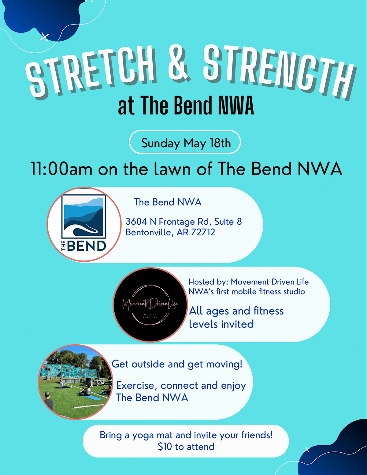 Stretch & Strength at The Bend, 18 May | Event in Bentonville | AllEvents