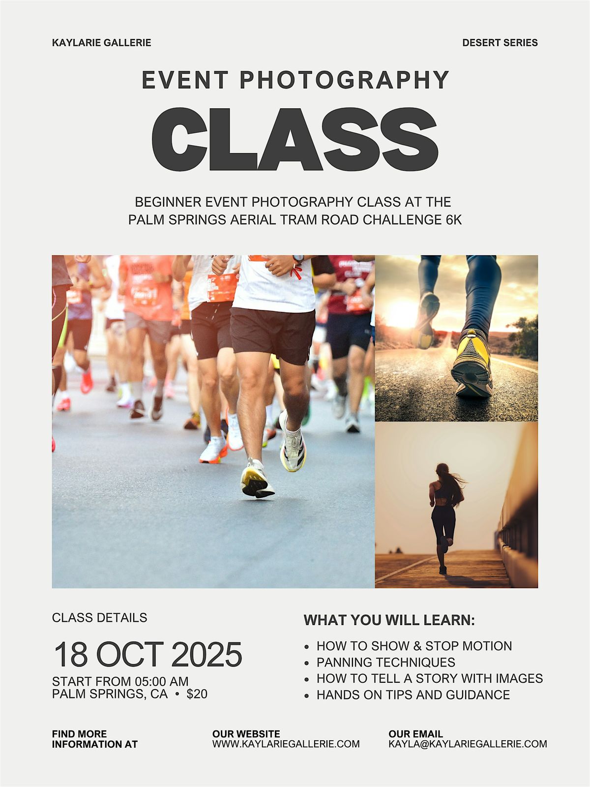 Event Photography Class - At the Palm Springs Aerial Tram Road Challenge 6K, 18 October | Event in Palm Springs