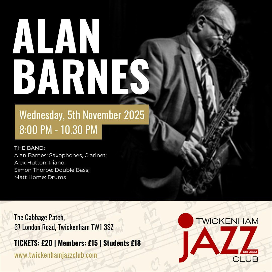 Live Jazz Sessions with Alan Barnes, 5 November | Event in Twickenham | AllEvents