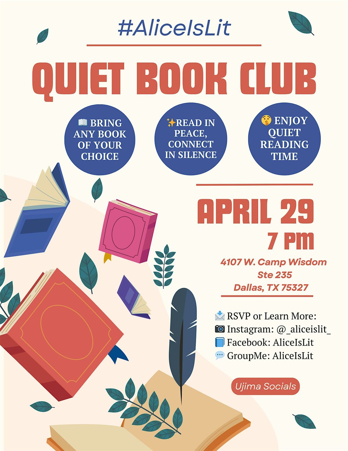 Quiet Book Club: Presented by Alice is Lit, 27 May | Event in Dallas | AllEvents