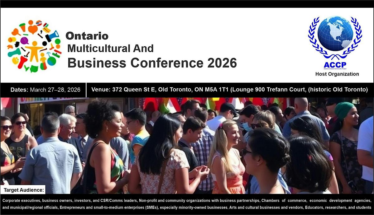 ONTARIO MULTICULTURAL AND BUSINESS CONFERENCE 2026, 27 March | Event in Toronto | AllEvents