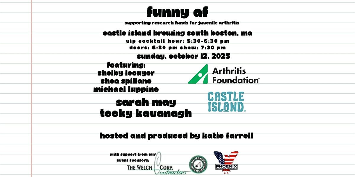 Funny AF: Stand-Up Comedy Benefit at Castle Island Brewing, South Boston, 12 October | Event in Boston | AllEvents