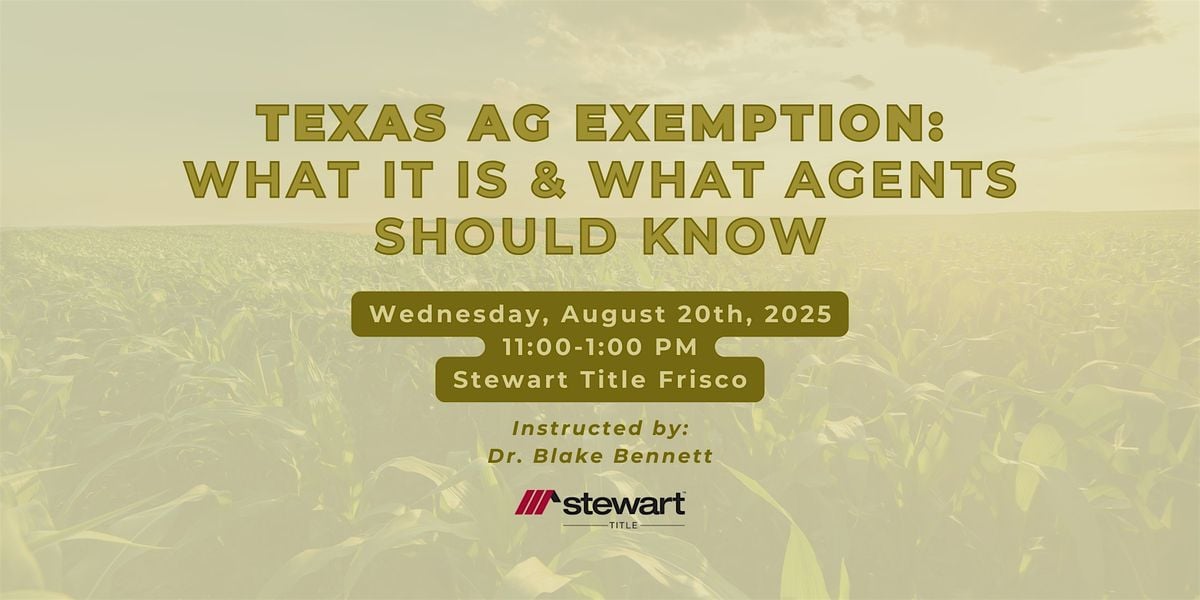 CE Class: Texas Ag Exemption, 20 August | Event in Frisco | AllEvents