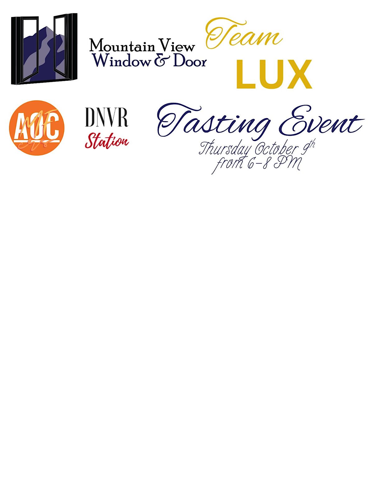 Mountain View Window and Door presents Team Lux Tasting Event, 9 October | Event in Denver | AllEvents