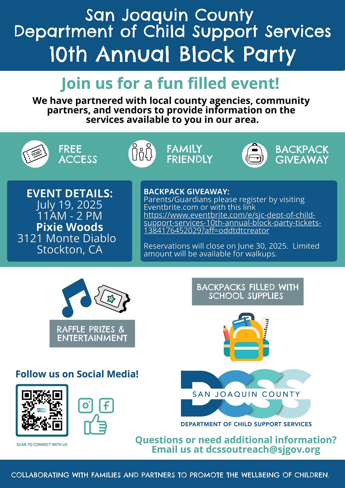 SJC Dept of Child Support Services 10th Annual Block Party, 19 July | Event in Stockton | AllEvents