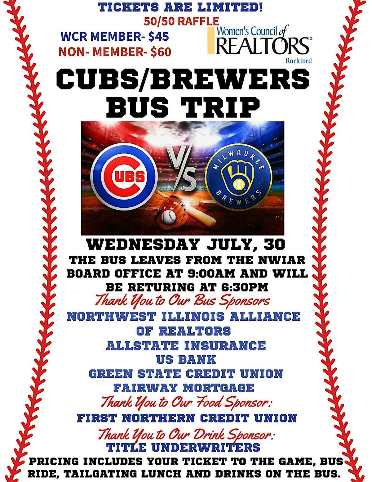 WCR Cubs/Brewers Bus Trip, 30 July | Event in Milwaukee | AllEvents