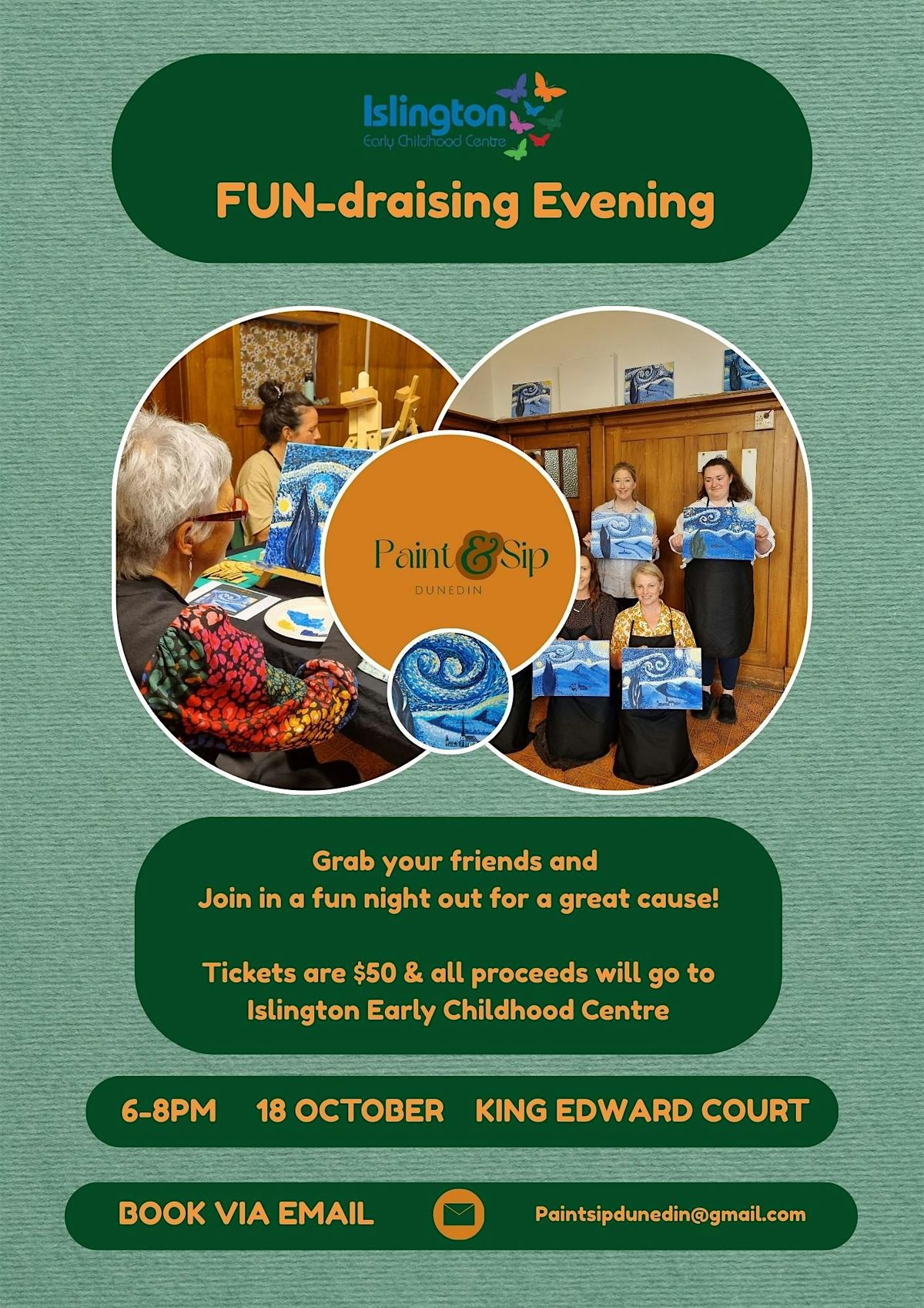 Paint and Sip FUN-draising Evening, 18 October | Event in Dunedin | AllEvents