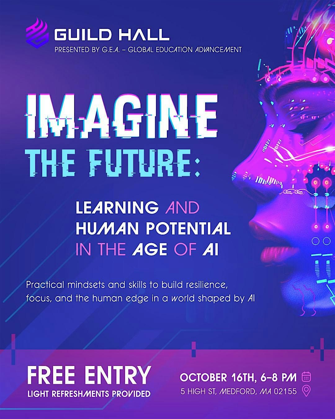 Imagine The Future: Learning and Human Potential in the Age of AI, 16 October | Event in Medford | AllEvents