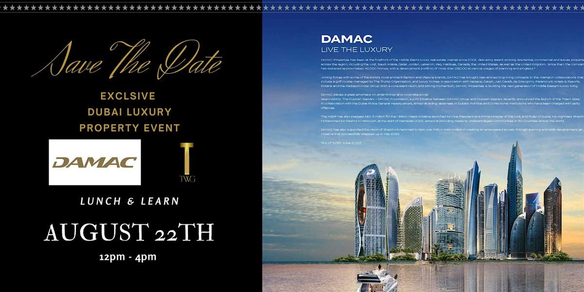 INVEST IN DUBAI 101-  LUNCH & LEARN Exclusive  Event with DAMAC, 22 August | Event in North Bethesda | AllEvents