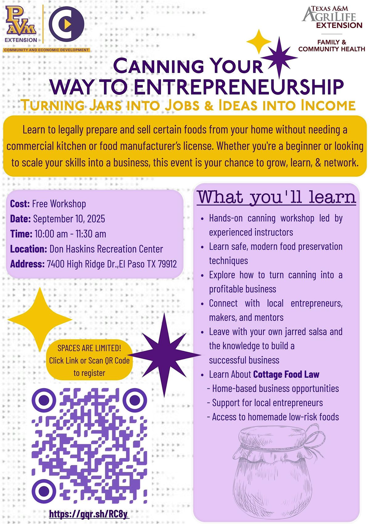Canning Your Way to Entrepreneurship, 10 September | Event in El Paso | AllEvents