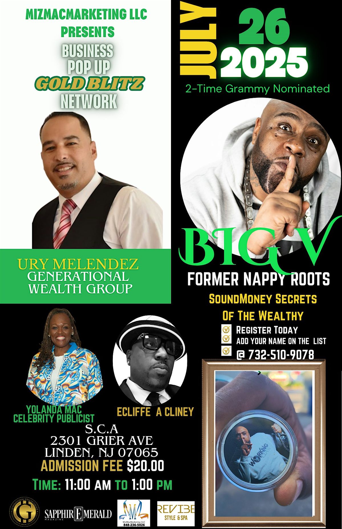 MizMacMarketing LLc Business Pop UP Gold Blitz - Big V former Nappy Roots, 26 July | Event in Linden | AllEvents