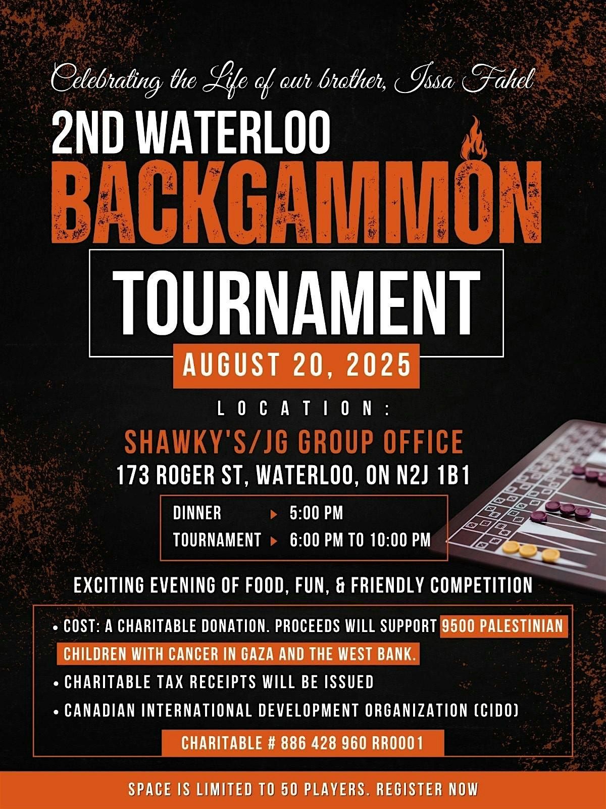 2nd WATERLOO BACKGAMMON TOURNAMENT, 20 August | Event in Waterloo | AllEvents