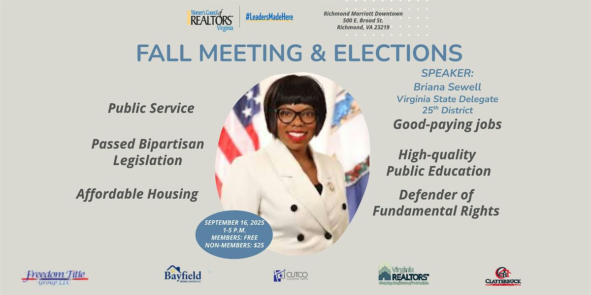 2025 Womens Council of REALTORS VA State Fall Meeting - Sept 16th 1-5 PM, 16 September | Event in Richmond