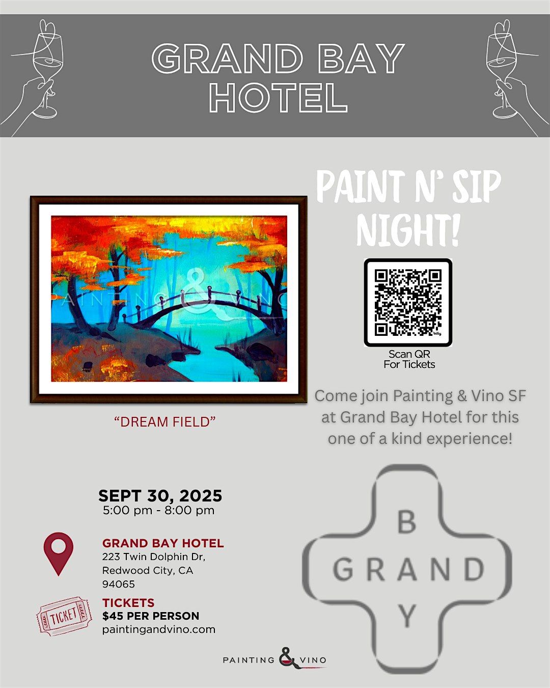 Paint & Sip "Dreamland" @ Grand Bay, 30 September | Event in Redwood City | AllEvents