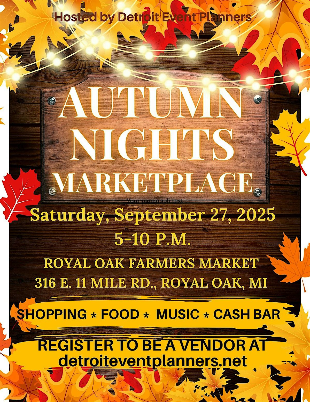 AUTUMN NIGHTS MARKETPLACE, 27 September | Event in Royal Oak | AllEvents