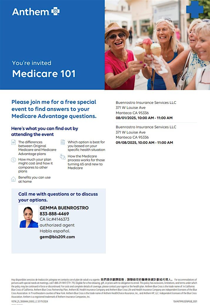 Medicare 101 Seminar, 8 September | Event in Manteca | AllEvents