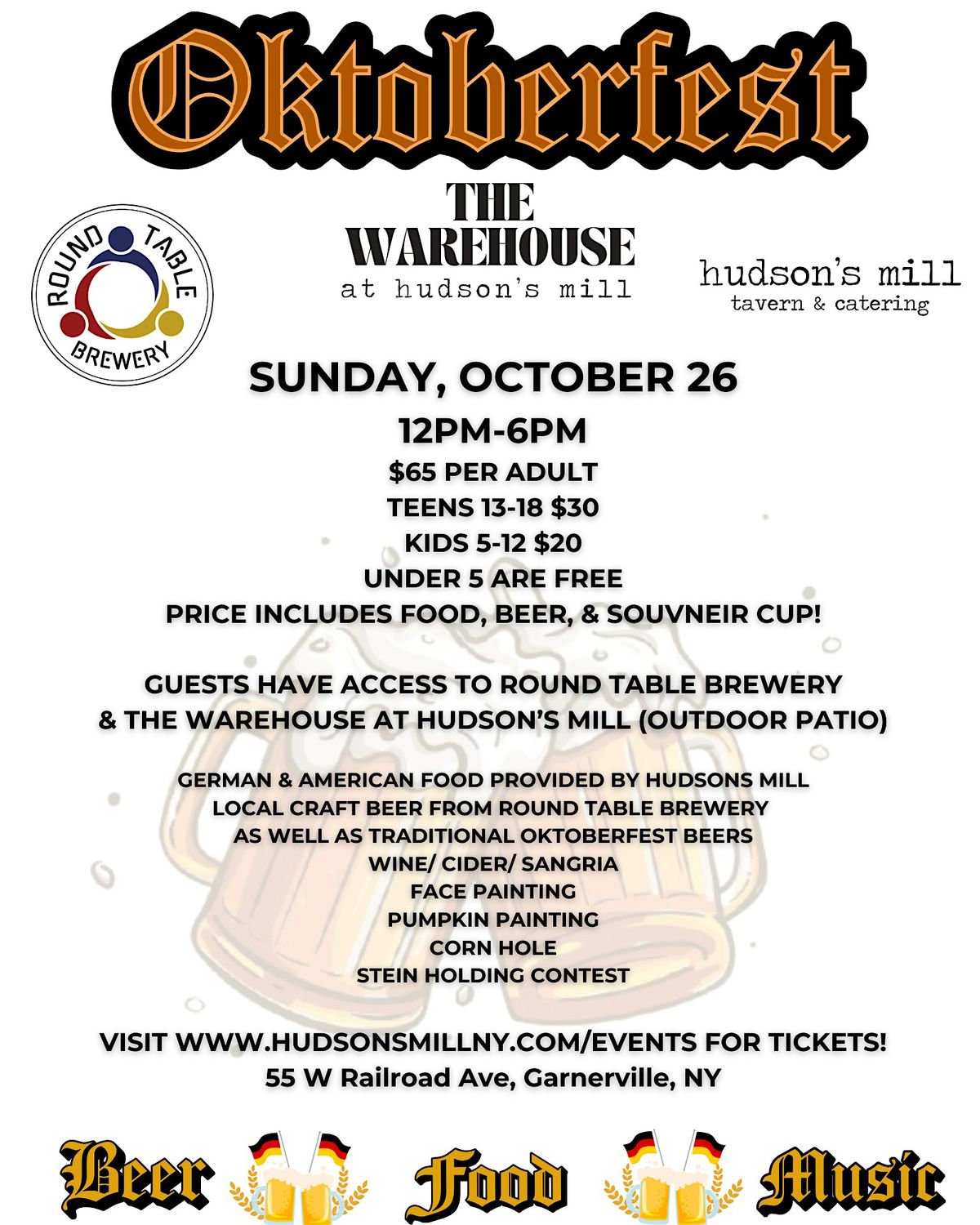 Oktoberfest hosted by Hudson's Mill & Round Table Brewery, 26 October | Event in West Haverstraw | AllEvents