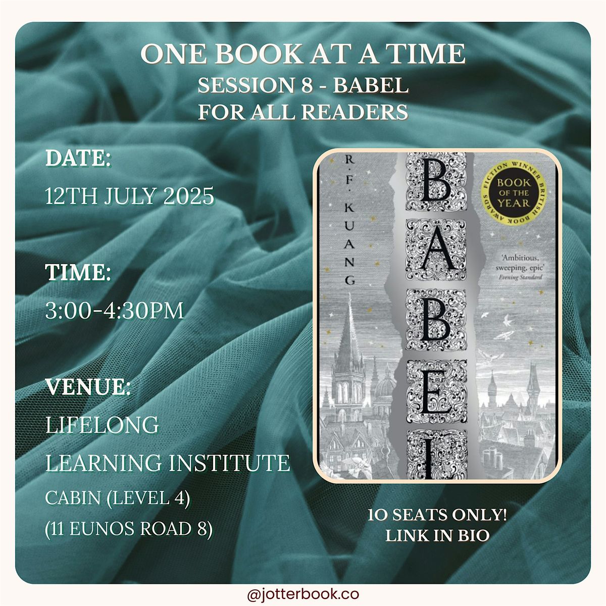 One Book At A Time - Session 8 -Babel by R. F. Kuang, 12 July | Event in Paya Lebar | AllEvents