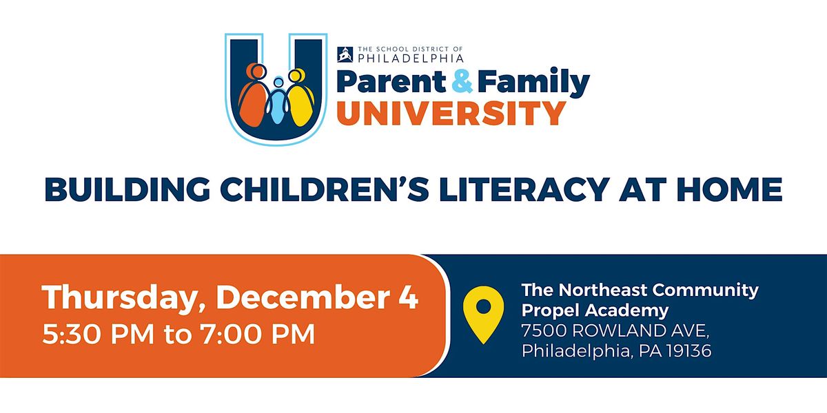 Building Children’s Literacy at Home, 4 December | Event in Philadelphia | AllEvents