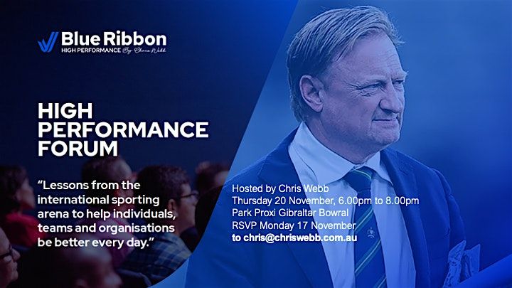 High Performance Forum with Chris Webb, 20 November | Event in Bowral | AllEvents