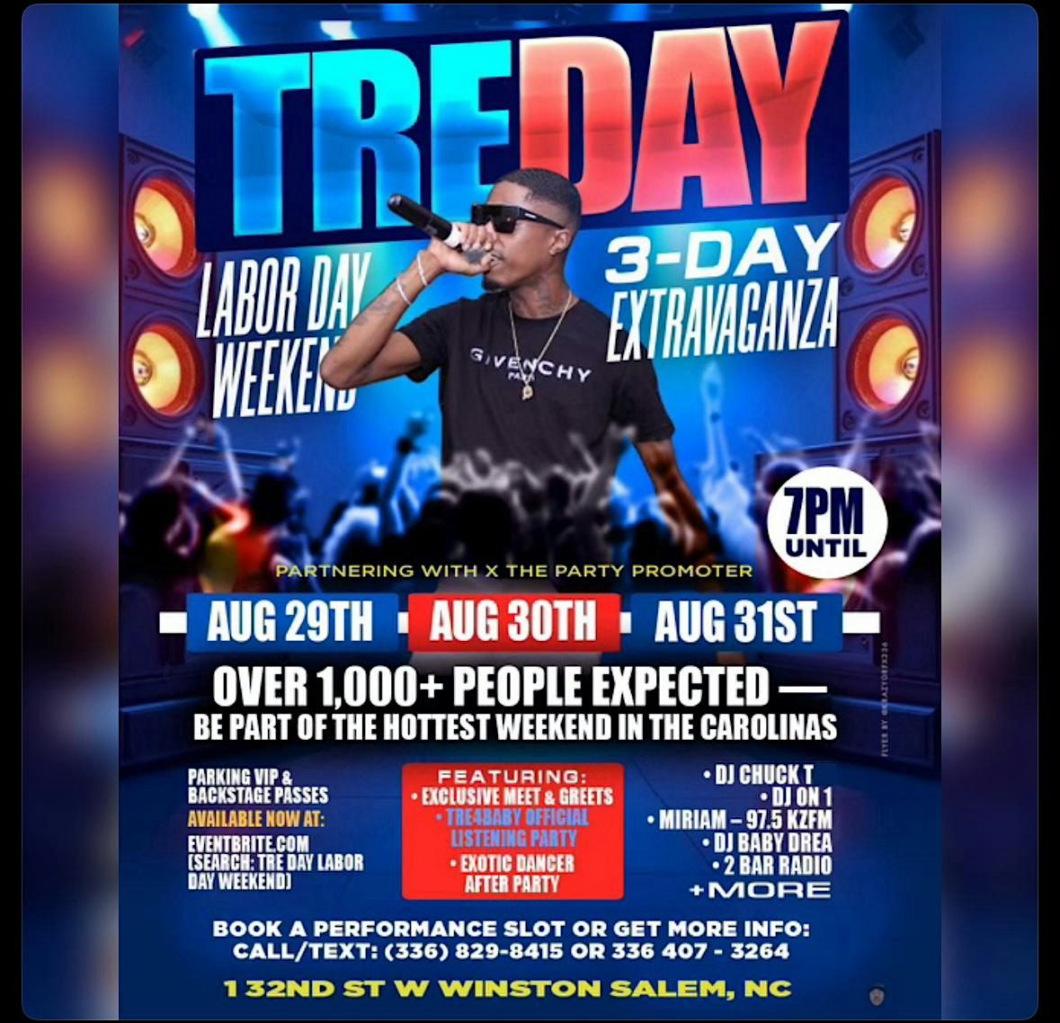 TREDAY LABOR DAY WEEKEND EXTRAVAGANZA, 29 August | Event in Winston Salem | AllEvents