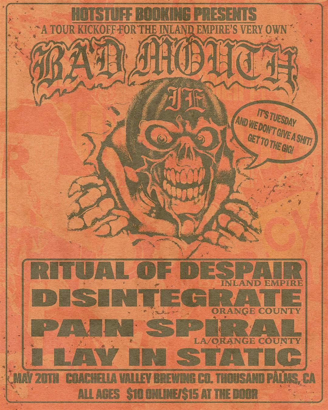 Bad Mouth Tour Kickoff  @ Coachella Valley Brewing Co, 20 May | Event in Thousand Palms | AllEvents