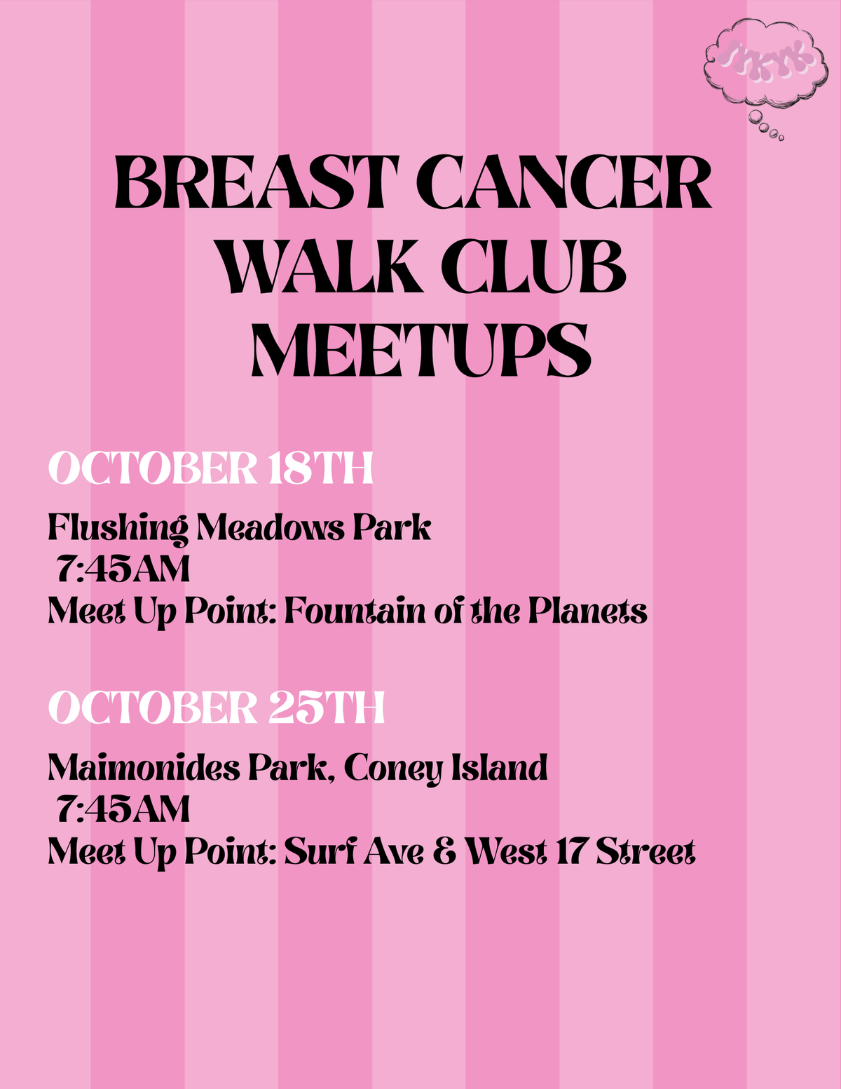 Brooklyn Breast Cancer Walk Club Meetup, Maimonides Park, Breezy Point ...