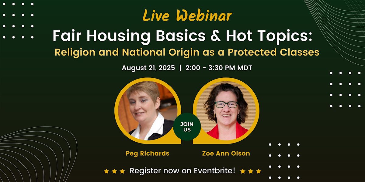 Fair Housing Basics - Religion & National Origin as Protected Classes, 21 August | Online Event | AllEvents