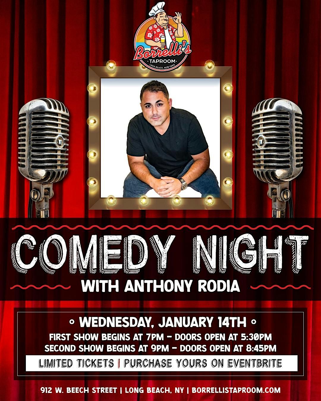 Anthony Rodia Comedy Night @ Borrelli's Taproom, 14 January | Event in Long Beach | AllEvents