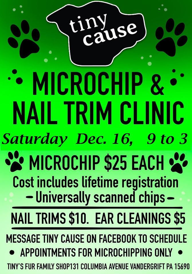 TinyCause Microchip / Nail Trim Clinic for Dogs & Cats, Tiny's Fur Family Shop, Hyde Park