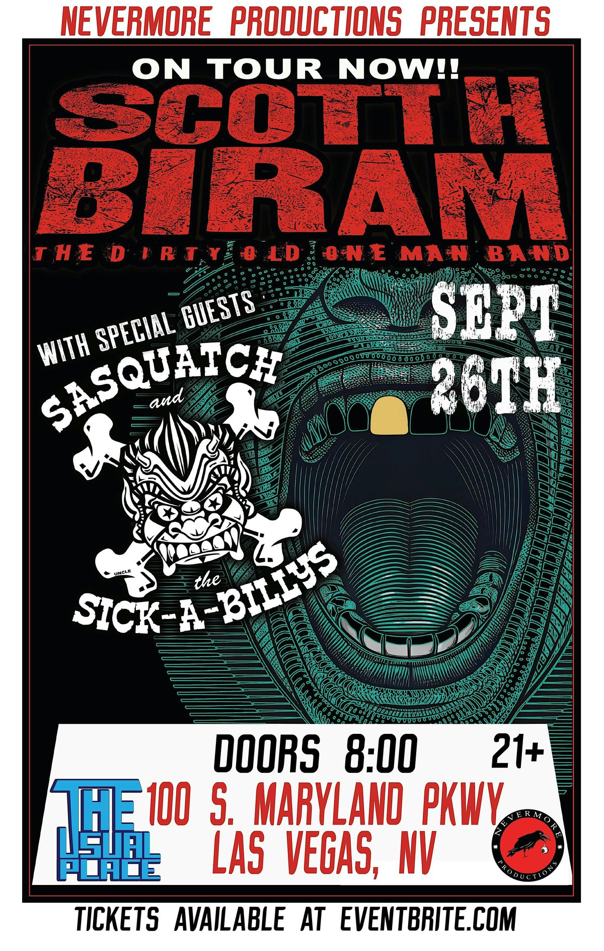 Scott H. Biram and Sasquatch and the Sick-A-Billys at The Usual Place, 26 September | Event in Las Vegas | AllEvents