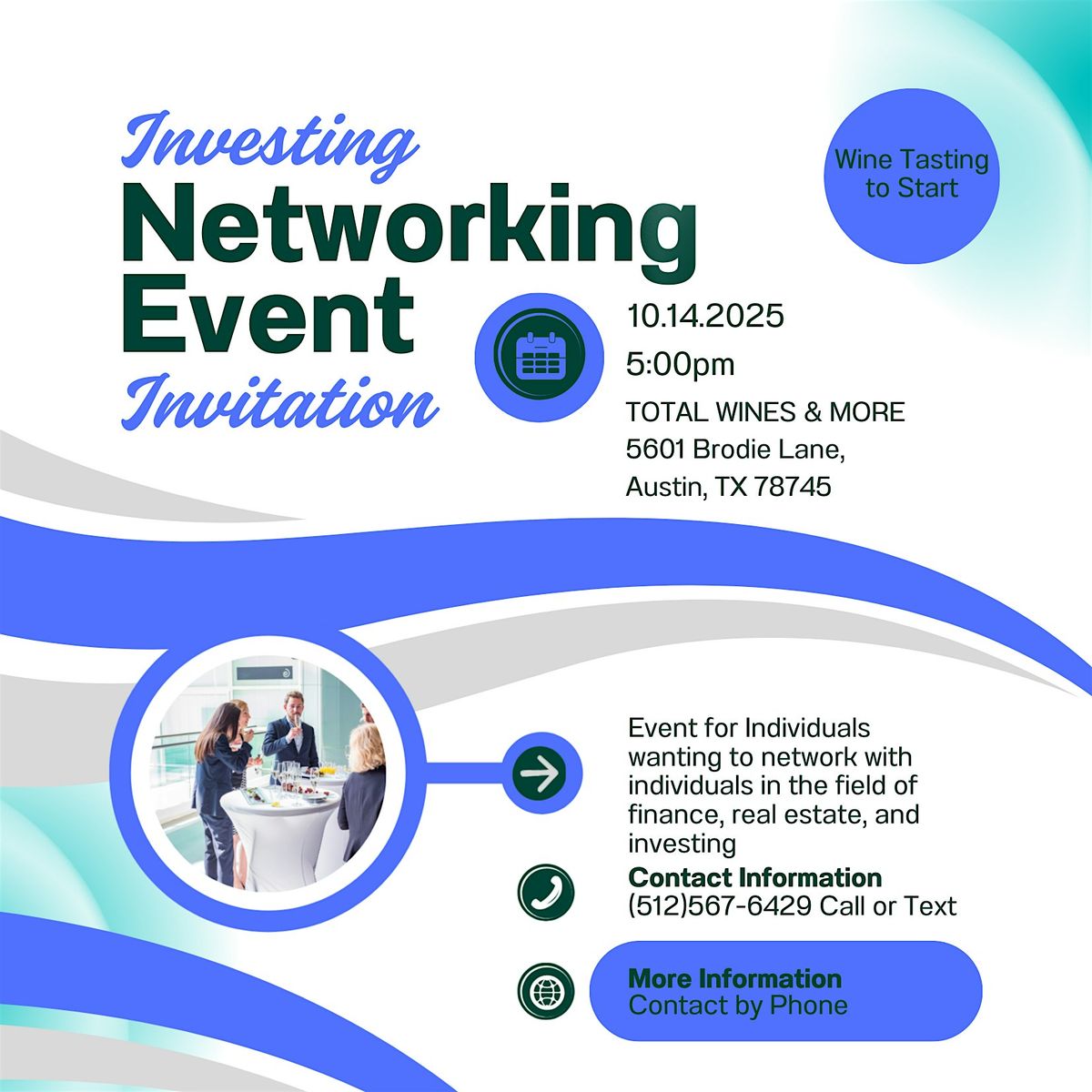 Wine and Wealth Building Special Guest Developer Tim Dowling, 14 October | Event in Sunset Valley | AllEvents
