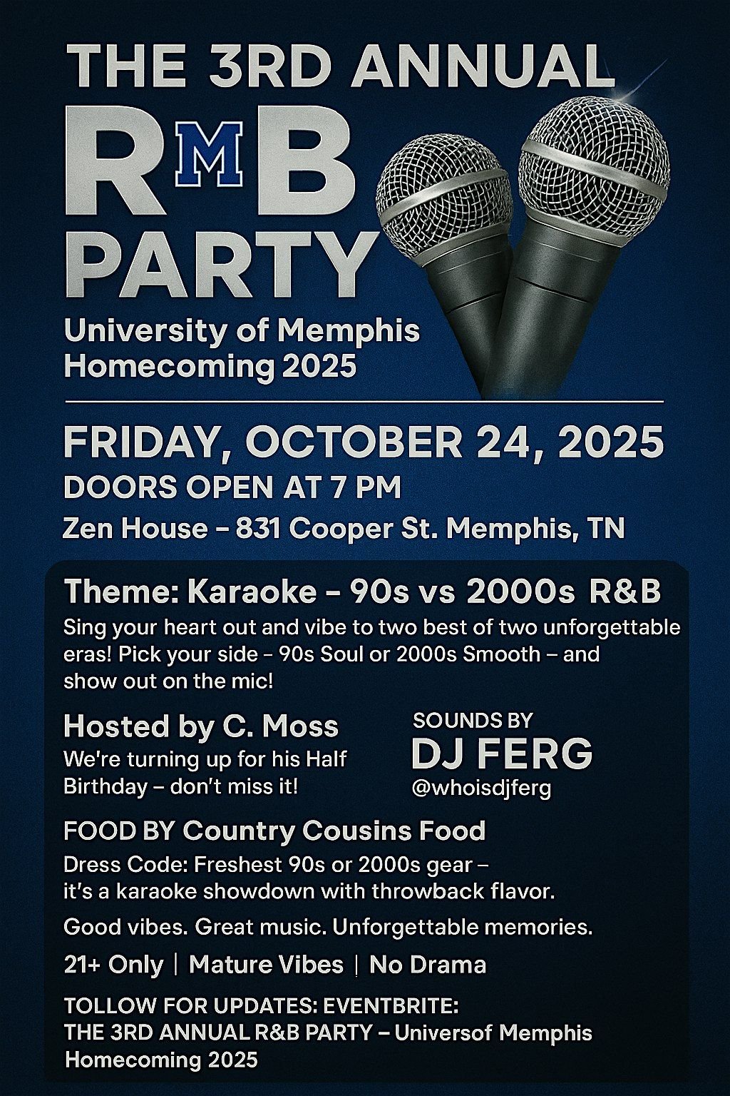 THE 3RD ANNUAL R&B PARTY   University of Memphis Homecoming 2025, 24 October | Event in Memphis | AllEvents